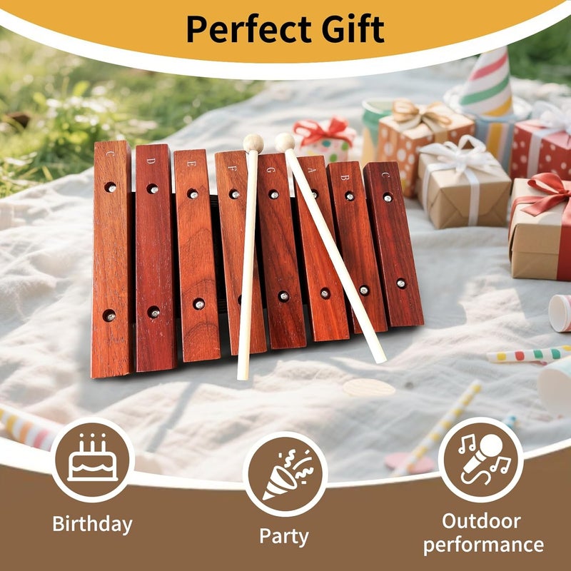 summvox 8 Notes Wooden Xylophone with 2 Wooden Mallets,Wooden Glockenspiel,Birthday Gift,Music Tools,Perfect for Beginners (Simple packaging,Environmental priority) - Image 5